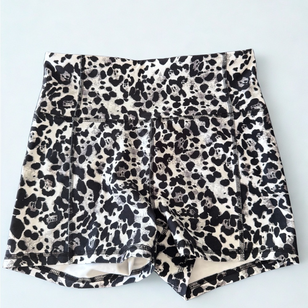 Jessica Simpson Sport Black and White Animal Print Bike Shorts
